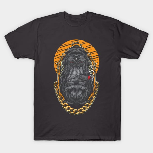 Gorilla Smoking Cigar T-Shirt by TomCage